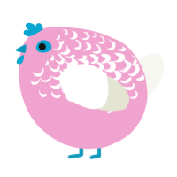 A pink and white chicken with a half-lace pattern