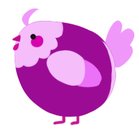 A plum and lavender chicken with a head pattern