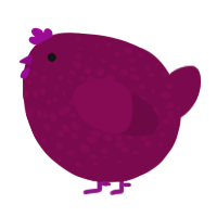 A wine chicken with a speckle pattern