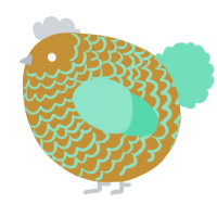A gold and mint chicken with a lace pattern