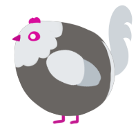 A grey and mist chicken with a head pattern