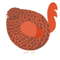 A russet and vermilion chicken with a lace pattern