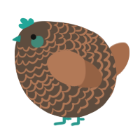 A bark and brown chicken with a lace pattern