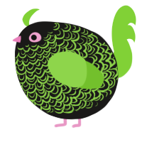 A sable and grass chicken with a double-lace pattern