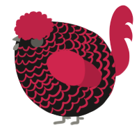 A sable and crimson chicken with a lace pattern