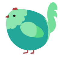 A turquoise and spring chicken with a head pattern