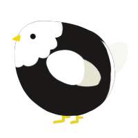 A sable and white chicken with a head pattern