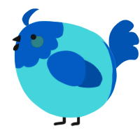 A aqua and ultramarine chicken with a head pattern
