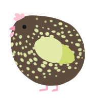 A bark and lemon chicken with a speckle pattern