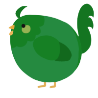 A viridian and leaf chicken with a head pattern