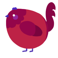 A crimson and maroon chicken with a head pattern