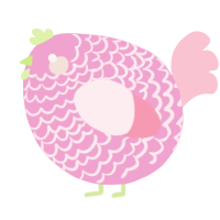 A pink and rose chicken with a lace pattern