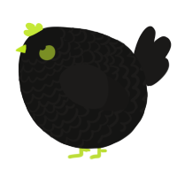 A black and sable chicken with a lace pattern