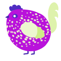 A amethyst and apple chicken with a speckle pattern