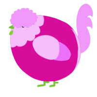 A fuchsia and lavender chicken with a head pattern