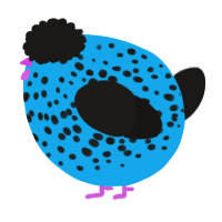 A sky and sable chicken with a speckle pattern