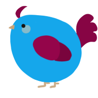 A sky and maroon chicken