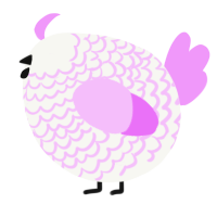A white and lavender chicken with a lace pattern