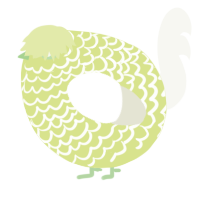 A lemon and white chicken with a lace pattern