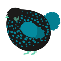 A sable and sea chicken with a speckle pattern