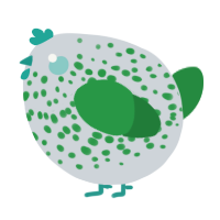 A mist and viridian chicken with a speckle pattern