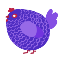 A indigo and blurple chicken with a lace pattern
