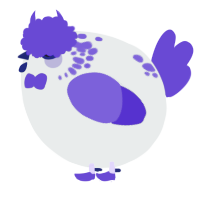 A silver and indigo chicken with a neck-speckle pattern