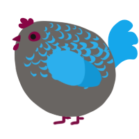 A grey and sky chicken with a half-lace pattern