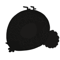 A black and sable chicken with a double-lace pattern