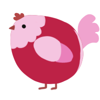 A crimson and pink chicken with a head pattern