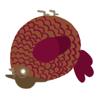A russet and maroon chicken with a lace pattern