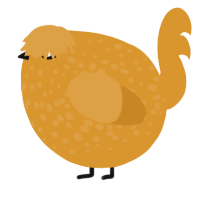 A orange chicken with a speckle pattern