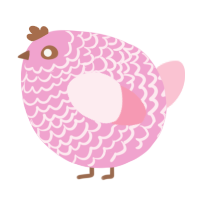 A pink and rose chicken with a lace pattern