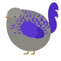 A ash and indigo chicken with a half-lace pattern