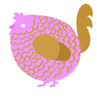 A lavender and gold chicken with a lace pattern