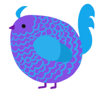 A blurple and sky chicken with a lace pattern