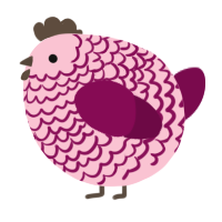 A rose and wine chicken with a lace pattern