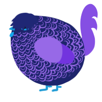A navy and blurple chicken with a double-lace pattern