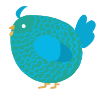 A turquoise and cerulean chicken with a lace pattern