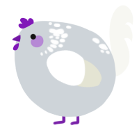 A mist and white chicken with a neck-speckle pattern