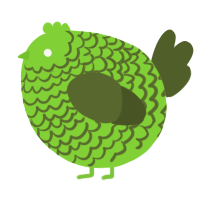 A grass and olive chicken with a lace pattern