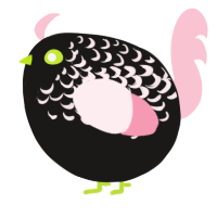 A sable and rose chicken with a half-lace pattern