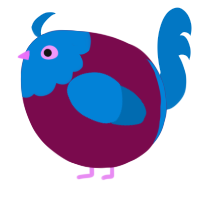 A wine and sapphire chicken with a head pattern