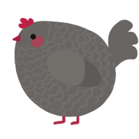 A grey chicken with a lace pattern
