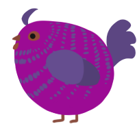 A plum and overcast chicken with a bar pattern