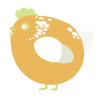 A honey and white chicken with a neck-speckle pattern