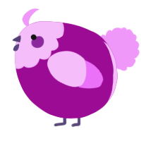 A plum and lavender chicken with a head pattern