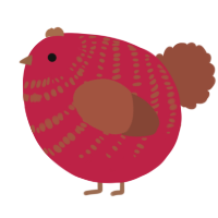 A crimson and russet chicken with a bar pattern