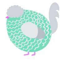 A mint and mist chicken with a lace pattern