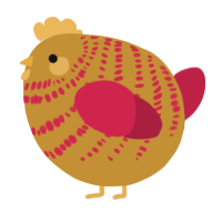 A gold and crimson chicken with a bar pattern